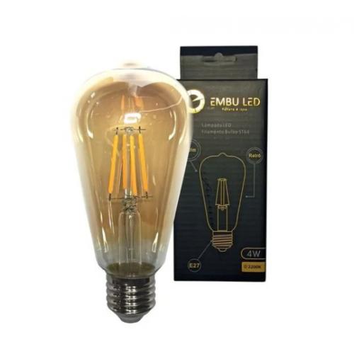 Lampada Led Vintage ST64 Embuled Filamento Gaiola 4W 2200K